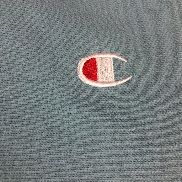 Y2K Champion Reverse Weave Sweatshirt Men Small Light Blue Faded Pullover Hoodie - Picture 5 of 15